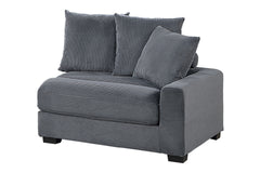 Contemporary Dark Gray 5pc Modular Sectional Set Corduroy Couch LAF & RAF Chairs 1x Armless Chairs 2x Ottomans Living Room Furniture