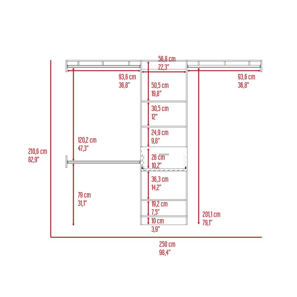150 Closet System British, Bedroom, Black