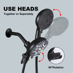High Pressure 3-Way Rainfall Combo, Luxurious Rain Showerhead and Hand Held Shower Separately or Together,  Comes with Shower Hose, Shower Arm
