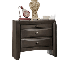 Gray Simple Contemporary 1pc Nightstand Solid wood Bedside Table Knob Pulls 2-Drawers Bedside Table