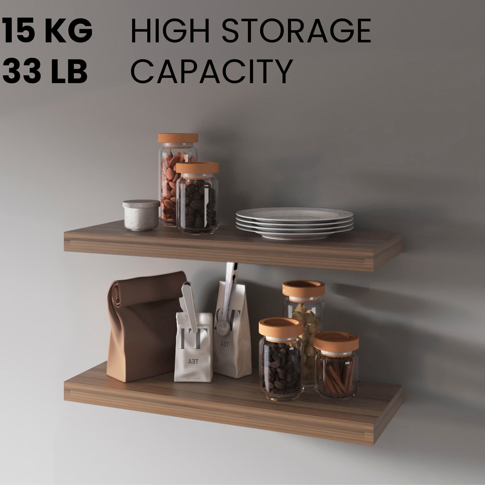 Natural Walnut Floating Shelf