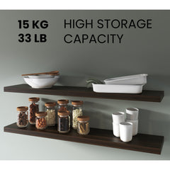 Dark Oak Floating Shelf in Melamine, Set of 2