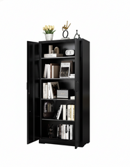 Container Furniture Direct Ironclad 71" Metal Storage Cabinet with Locking Doors and 4 Adjustable Shelves, Heavy-Duty Steel Cabinet for Garage, Laundry, Office, or Warehouse, Black