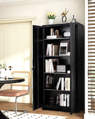Container Furniture Direct Ironclad 71" Metal Storage Cabinet with Locking Doors and 4 Adjustable Shelves, Heavy-Duty Steel Cabinet for Garage, Laundry, Office, or Warehouse, Black