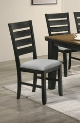 Contemporary Dining Chairs Set of 2 Wheat Charcoal Finish Solid Wood Fabric Cushion Side Chairs Kitchen Dining Room Furniture