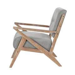 Modern Tufted Back Accent Chair 1pc Gray Upholstery Antique Finish Solid Rubberwood Unique Design Furniture