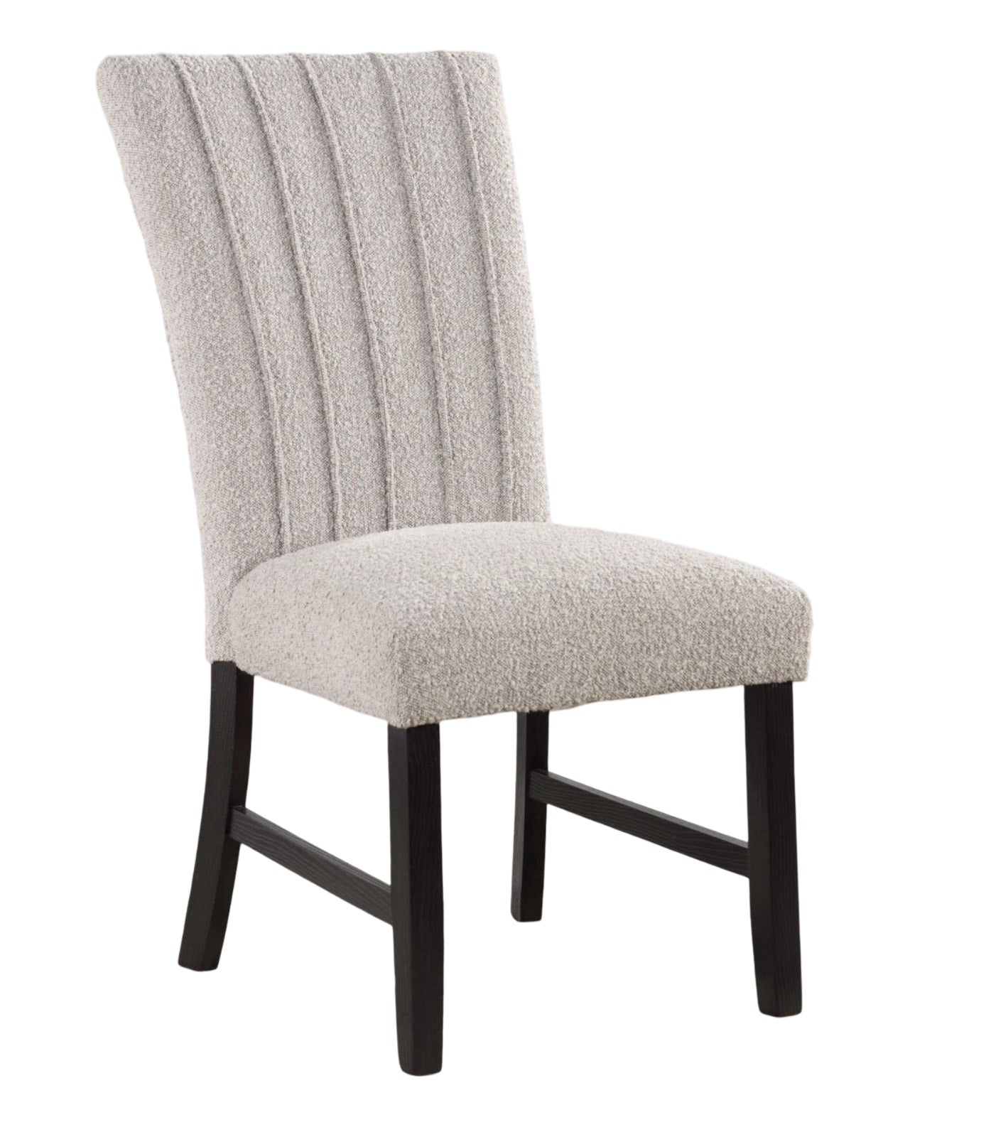 Unique Contemporary Gray Boucle Fabric Set of 2pc Dining Chairs Black Wooden Legs Parson Side Chair
