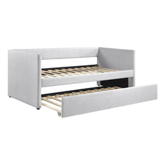1pc Daybed with Trundle Gray Fabric Upholstery Wooden Frame Modern Home Furniture