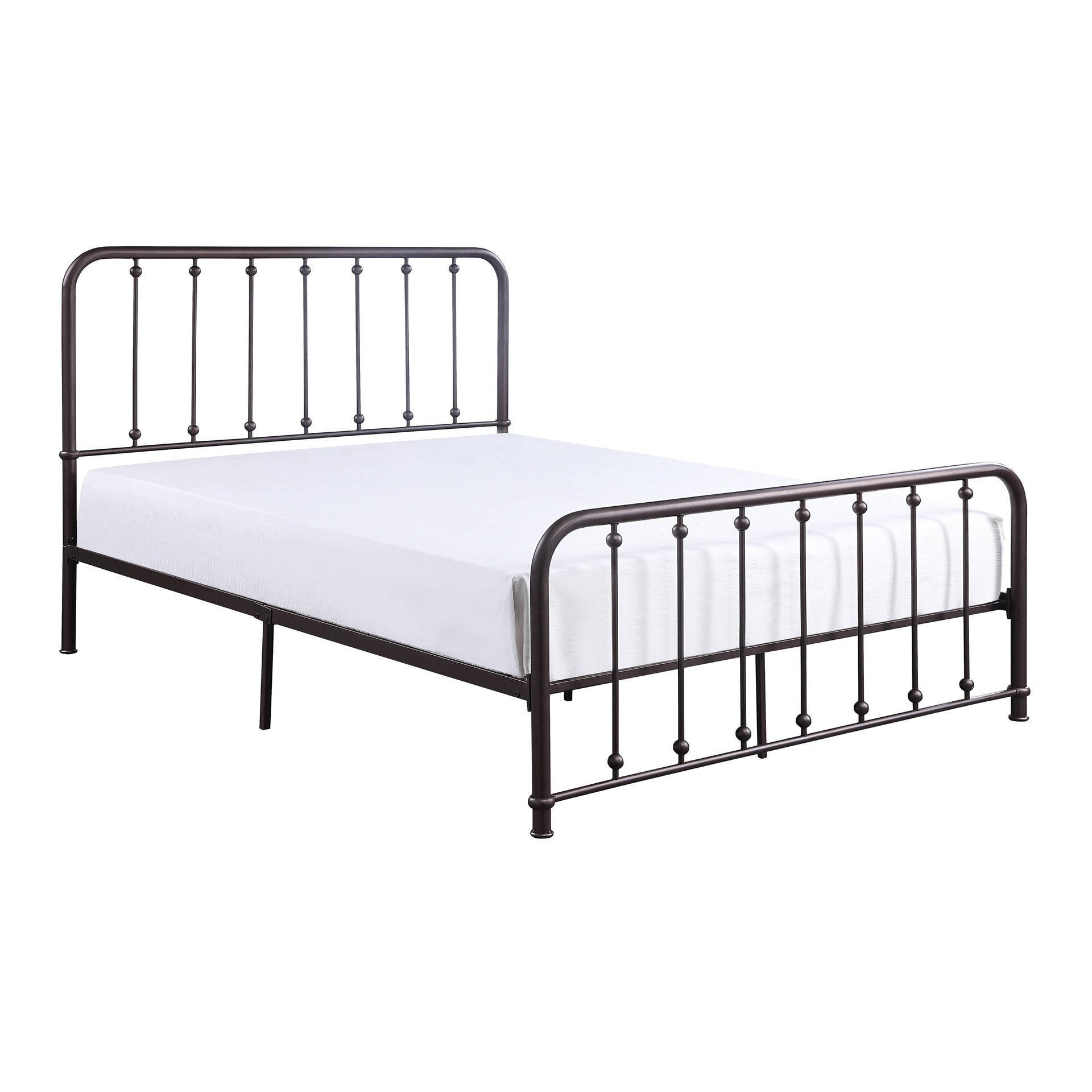 Classic Queen Platform Bed Dark Bronze Finish Metal Frame Bedroom Furniture 1pc