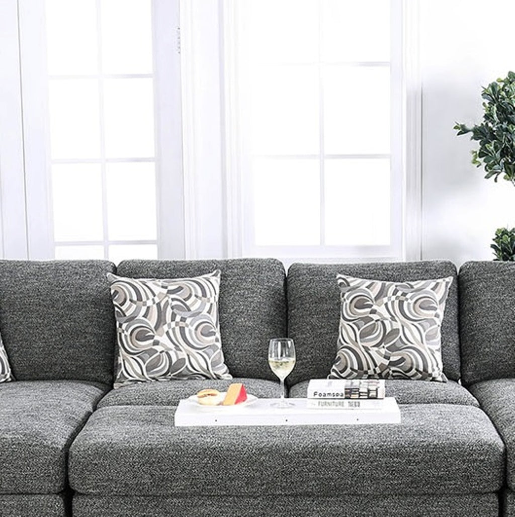 Contemporary Armless Chair Gray Color Chenille 1pc Chair Living Room Furniture Plush Seat Pillow