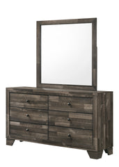 1pc Rustic Six Drawers Storage Dresser Brown Gray Finish Wooden Bedroom Furniture
