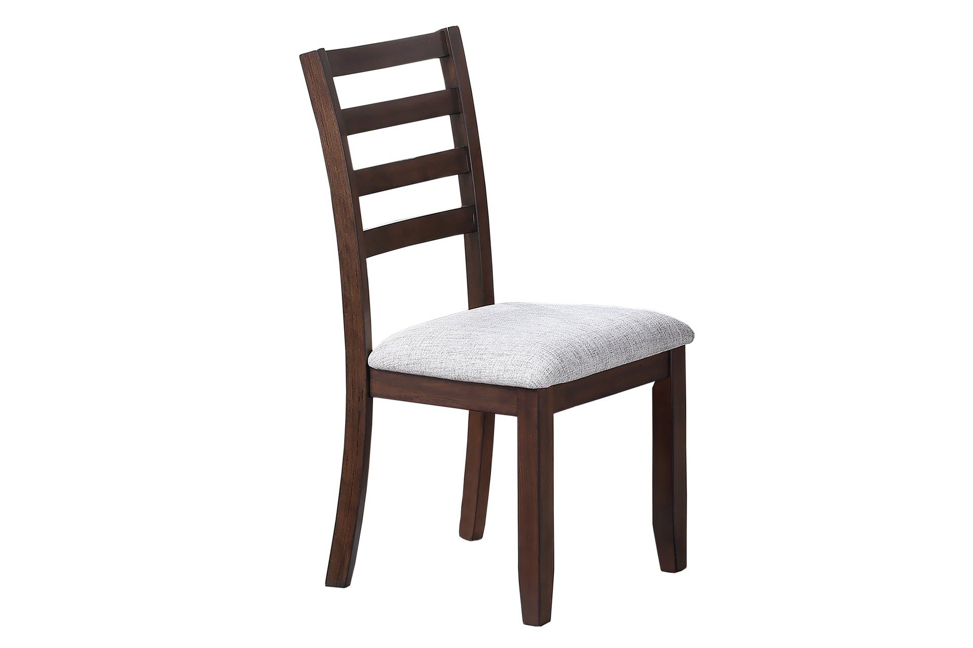 Ladder Back Design Walnut Color Set of 2pc Dining Chairs Padded Seat Curved Back Legs Dining Room Side Chair
