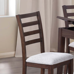 Ladder Back Design Walnut Color Set of 2pc Dining Chairs Padded Seat Curved Back Legs Dining Room Side Chair
