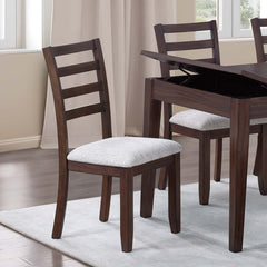 Ladder Back Design Walnut Color Set of 2pc Dining Chairs Padded Seat Curved Back Legs Dining Room Side Chair
