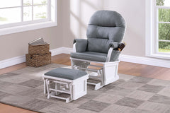 Glider Chair w Ottoman Gray Microfiber Luxurious Gliding Motion Chair Plush Cushion Seat Wooden Base