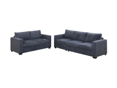 Uniform Design Elegant Simple Sofa And Loveseat 2pcs Sofa set Dark Gray Wide-Welt Corduroy Living Room Couch