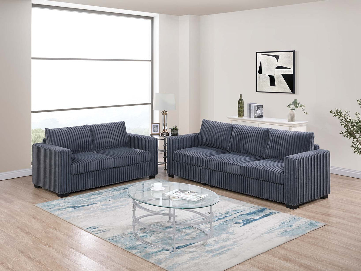 Uniform Design Elegant Simple Sofa And Loveseat 2pcs Sofa set Dark Gray Wide-Welt Corduroy Living Room Couch