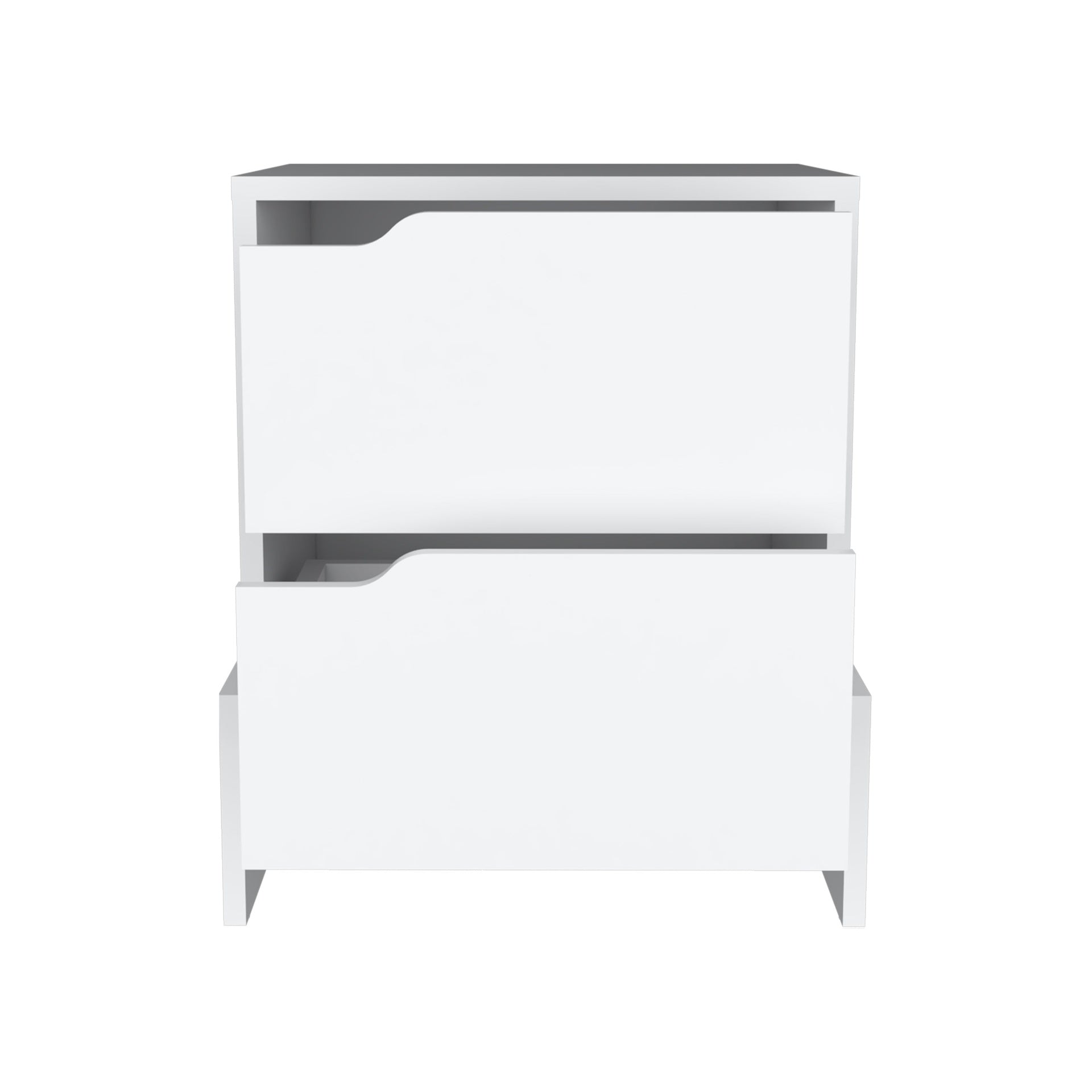 Nightstand with 2-Drawers, End Table with Sturdy Base, White