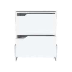 Nightstand with 2-Drawers, End Table with Sturdy Base, White