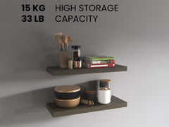 Floating Shelves, Olive, 2 Shelves, 1.50" H
