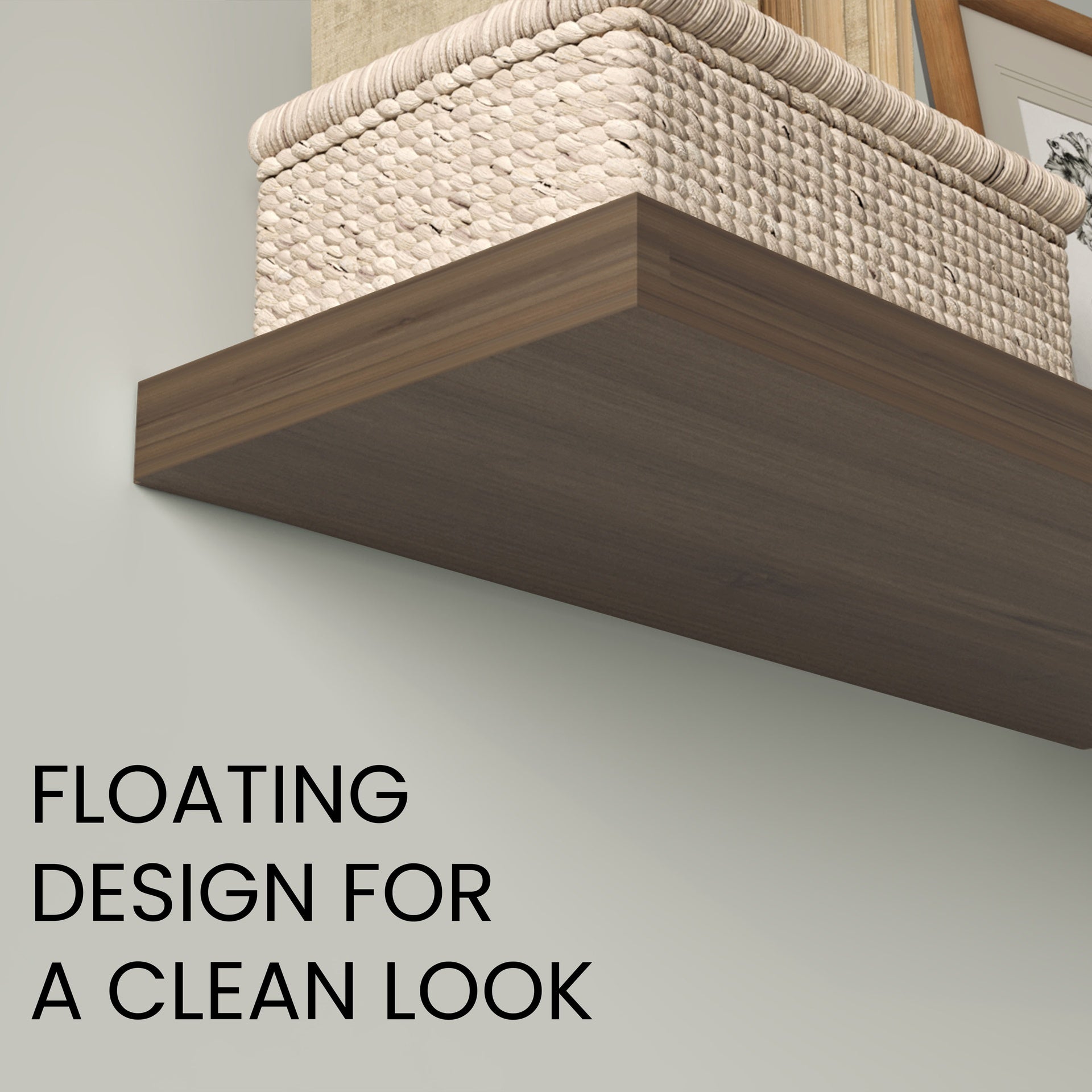 Floating Shelves, Light Brown, 2 Shelves, 1.50" H