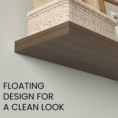 Floating Shelves, Light Brown, 2 Shelves, 1.50" H