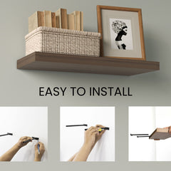 Floating Shelves, Light Brown, 2 Shelves, 1.50" H
