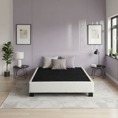 Modern Contempo King Upholstered Bed Platform Base, Oatmeal