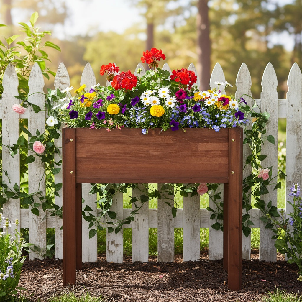 31x31x16 inch Raised Garden Bed with Legs, Elevated Wooden Planter Box for Outdoor Plants Flowers Fruits Vegetable Herb Growingg