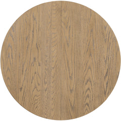 TREXM Farmhouse Round Extendable Dining Table with 16" Leaf Wood Kitchen Table (Oak Natural Wood + Antique White)