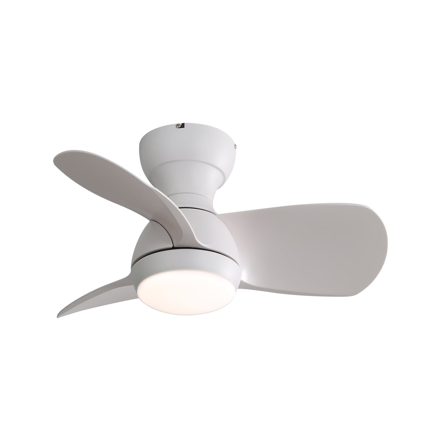 23 Inch Indoor Ceiling Fan With 3 ABS Blades Remote Control Reversible DC Motor White With 18W Led Light