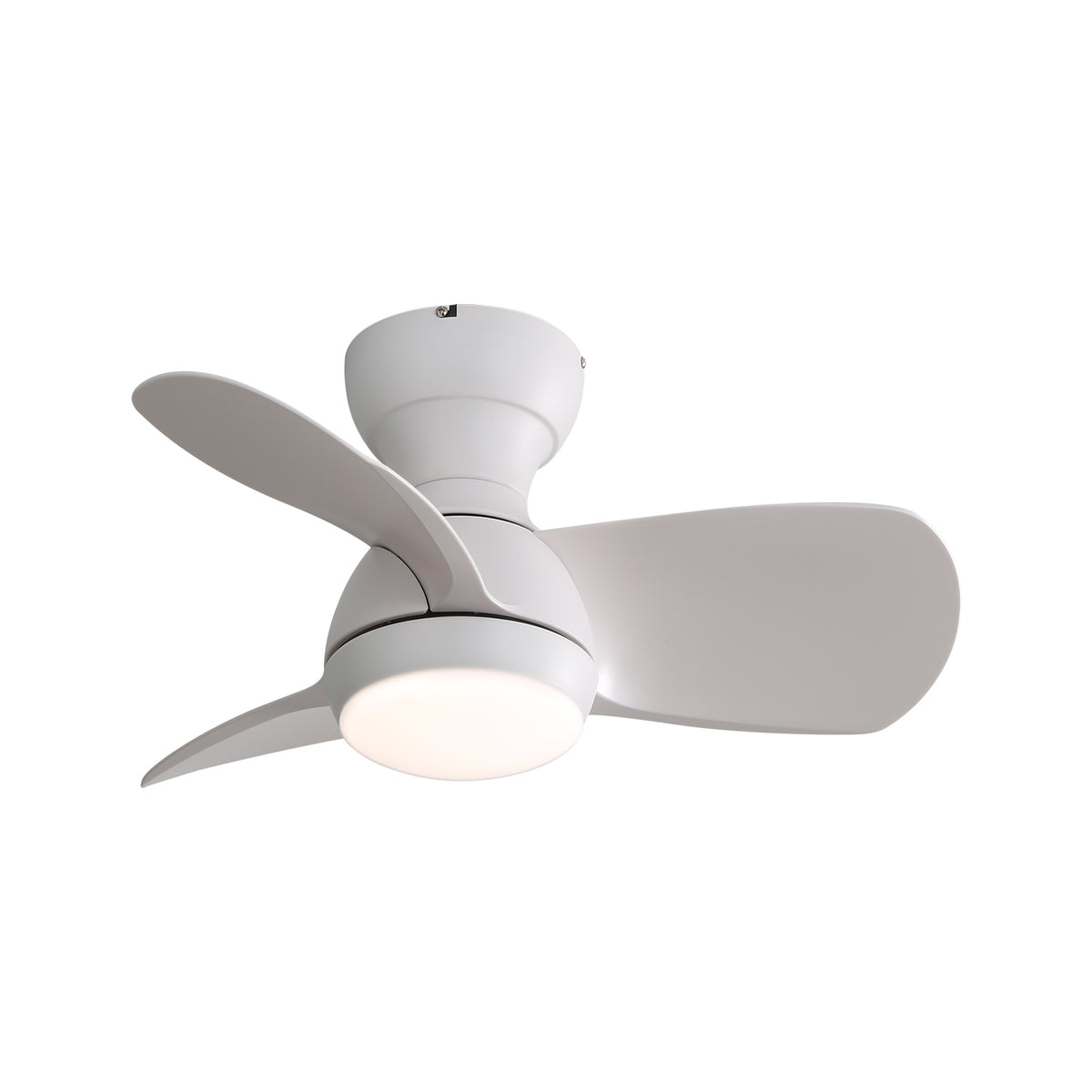 23 Inch Indoor Ceiling Fan With 3 ABS Blades Remote Control Reversible DC Motor White With 18W Led Light