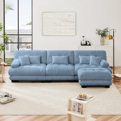 Luxury Modular Sectional Sofa Couch,Oversized L Shaped Cloud Couch for Living Room,Deep Seat Sofa Couch with Convertible Ottoman,Chenille Blue