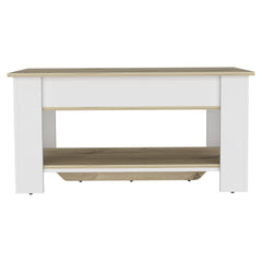 Karmen 1-Shelf Lid Top Storage Table Light Oak and White