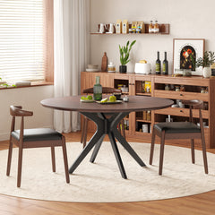 47.2" Solid Wood Round Dining Kitchen Table for 4-6 People with Intersecting Pedestal Base