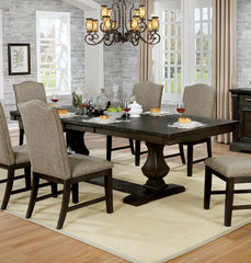 Dining Room 1pc Dining Table Dual Pedestal Trestle Base Espresso Molded Details Transitional Style