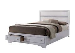 Contemporary White Color Panel Headboard 1pc King Size Bed w Drawers Beautiful Bedroom Furniture