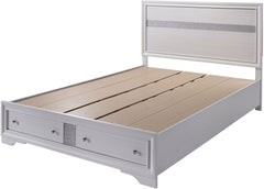 Contemporary White Color Panel Headboard 1pc King Size Bed w Drawers Beautiful Bedroom Furniture
