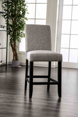 Rustic Style 2pc Counter Height Chair Padded Fabric Seat And Backrest Light Gray Finish Dining Room