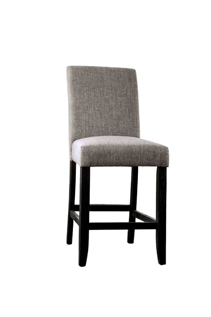 Rustic Style 2pc Counter Height Chair Padded Fabric Seat And Backrest Light Gray Finish Dining Room