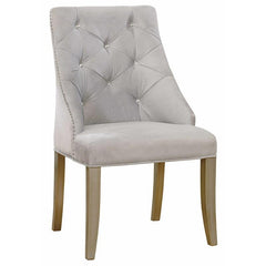 Transitional Style 2pc Side Chair Nailhead Trim Button Tufted Back Silver And Gray Finish Dining Room