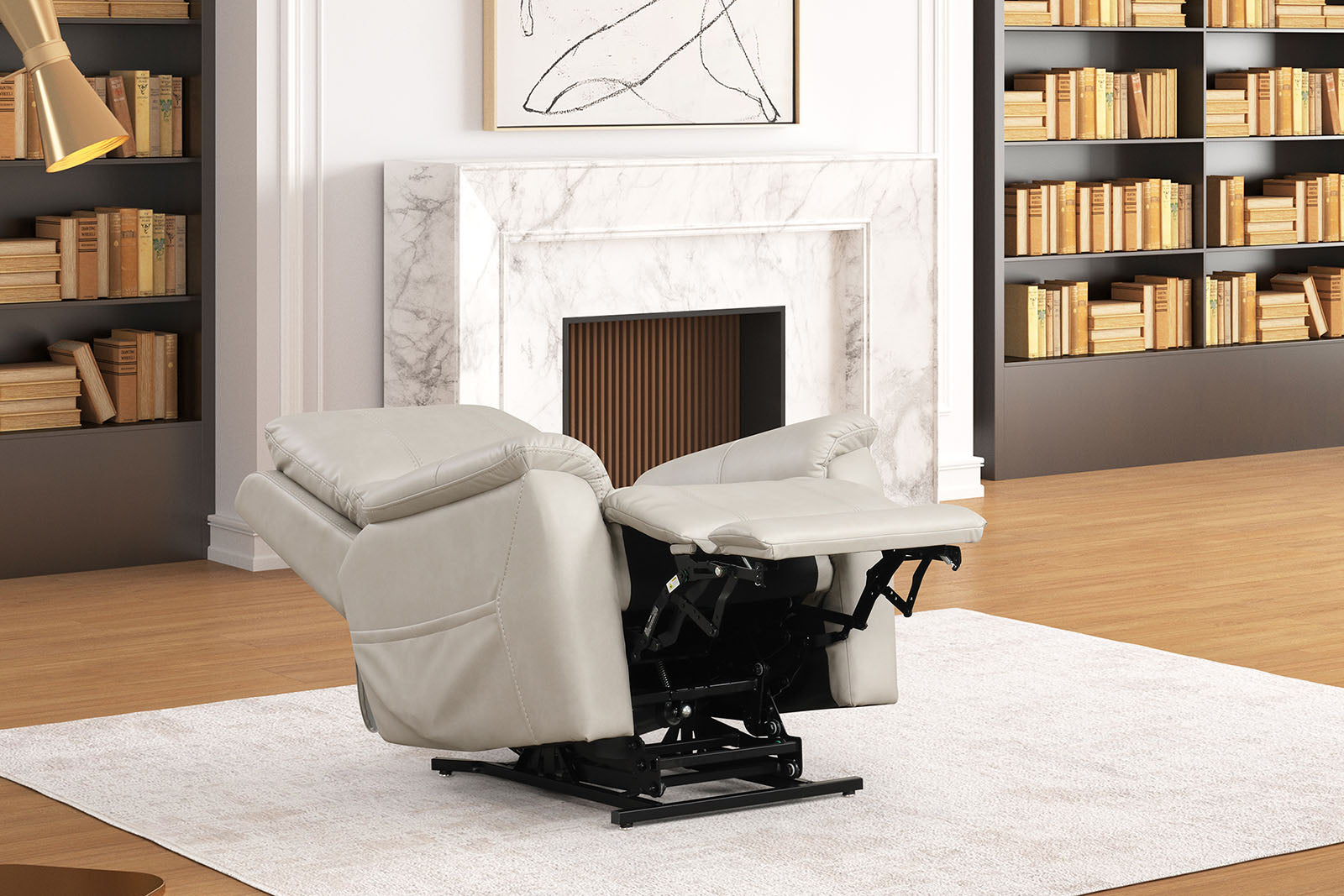 Contemporary Style Lift Chair Aesthetic Design Saddle Arms Wired Controller USB Port Steel Seat Box Light Gray Finish