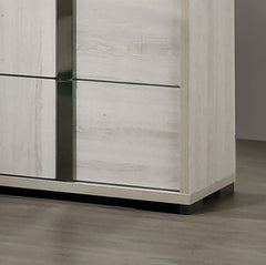 Contemporary Style Chest 1pc Vertical Chrome Handles French Dovetail Drawers Center Metal Glides White Wash Finish Bedroom Furniture