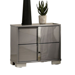 Contemporary Classic Light Taupe Bedside Table Bedroom Furniture 1pc Nightstand Chrome Legs Handles