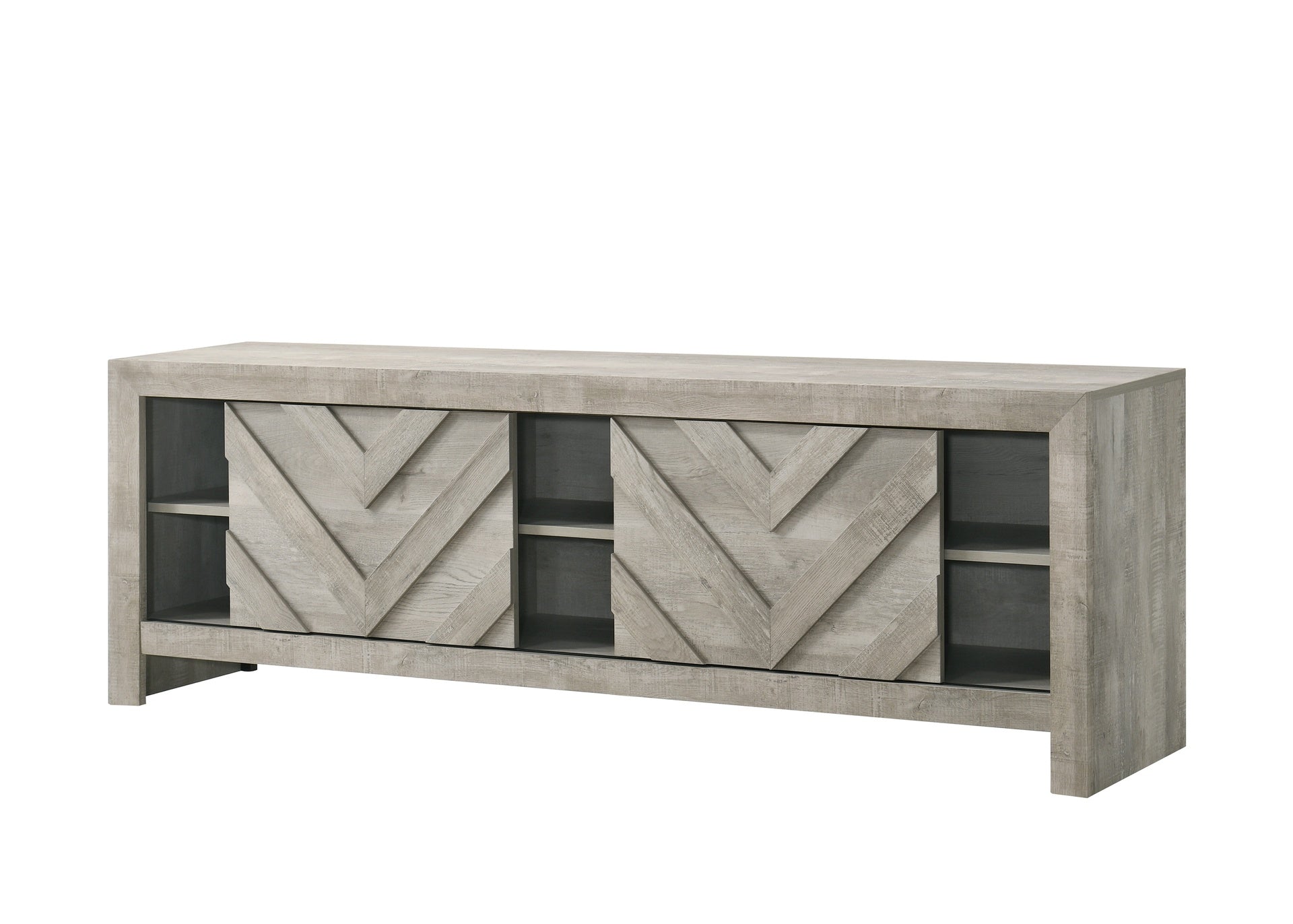1pc Rustic Geometric Design Contemporary Traditional Interiors Entertainment Console TV Stand Living Room Furniture