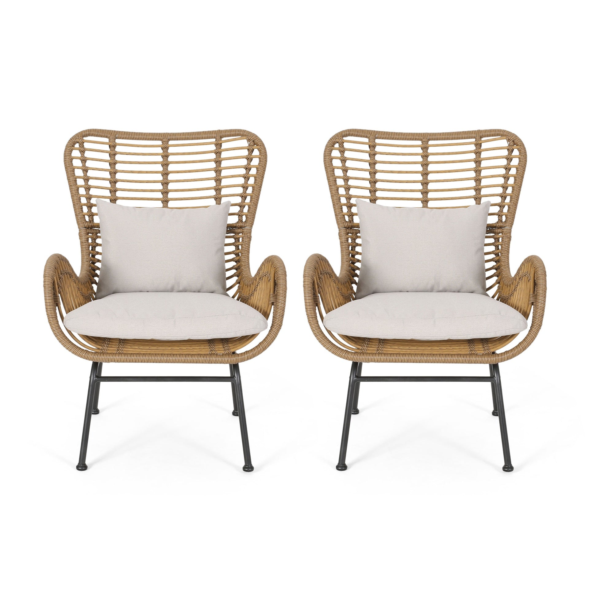 Tapscott Wicker Patio Chair with Cushions (Set of 2)