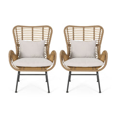Tapscott Wicker Patio Chair with Cushions (Set of 2)