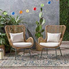 Tapscott Wicker Patio Chair with Cushions (Set of 2)