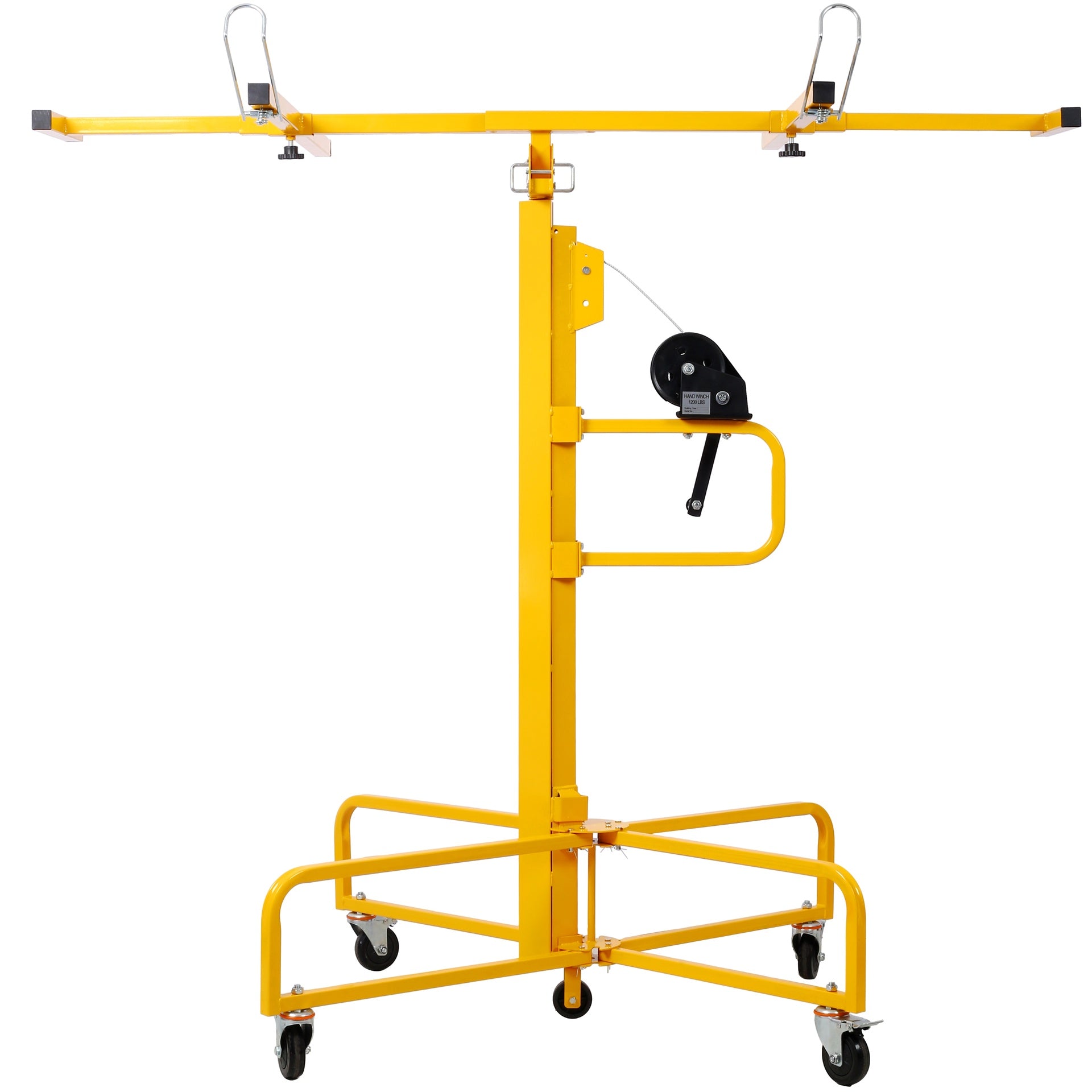 Drywall Lift Panel 13' Lift Drywall Panel Hoist Jack Lifter Jack Rolling Caster Wheel Sheetrock Drywall Lift Construction Tools,150-lb. Capacity, 4ft. x 16ft. Max. Sheet Size ,yellow