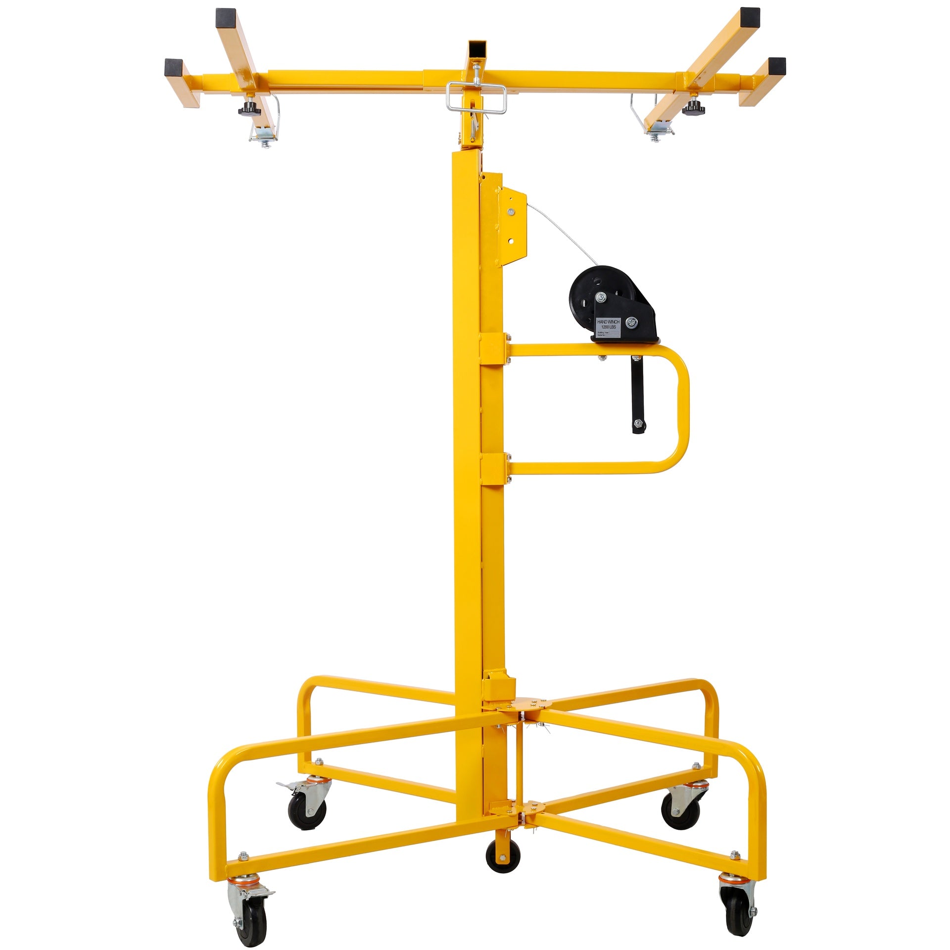 Drywall Lift Panel 13' Lift Drywall Panel Hoist Jack Lifter Jack Rolling Caster Wheel Sheetrock Drywall Lift Construction Tools,150-lb. Capacity, 4ft. x 16ft. Max. Sheet Size ,yellow